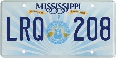MS license plate LRQ208