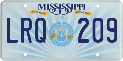 MS license plate LRQ209