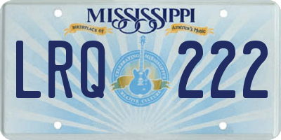 MS license plate LRQ222