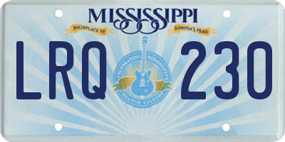 MS license plate LRQ230
