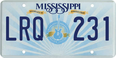 MS license plate LRQ231