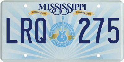 MS license plate LRQ275