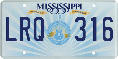MS license plate LRQ316