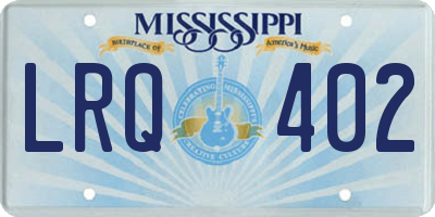 MS license plate LRQ402