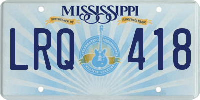 MS license plate LRQ418