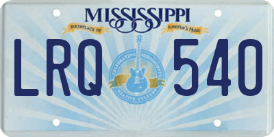 MS license plate LRQ540