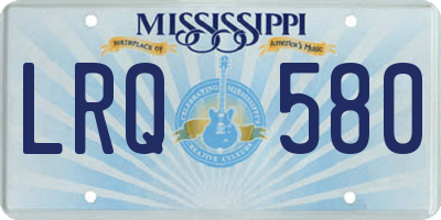 MS license plate LRQ580