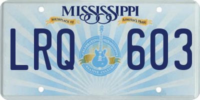 MS license plate LRQ603