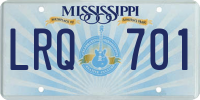 MS license plate LRQ701