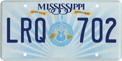 MS license plate LRQ702