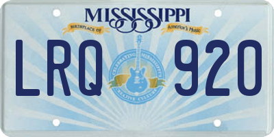 MS license plate LRQ920