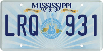 MS license plate LRQ931