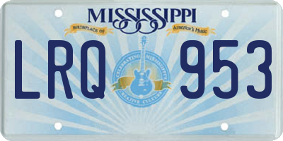 MS license plate LRQ953