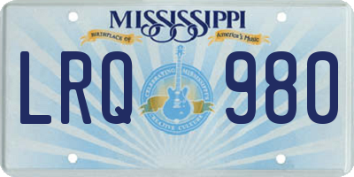 MS license plate LRQ980
