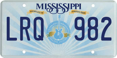 MS license plate LRQ982