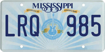 MS license plate LRQ985
