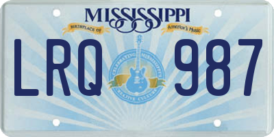 MS license plate LRQ987