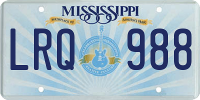 MS license plate LRQ988