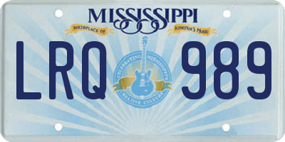 MS license plate LRQ989