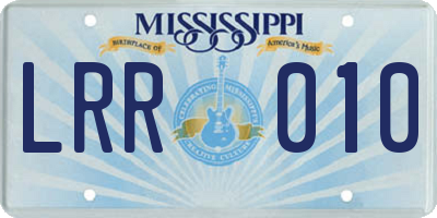 MS license plate LRR010