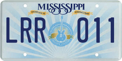 MS license plate LRR011