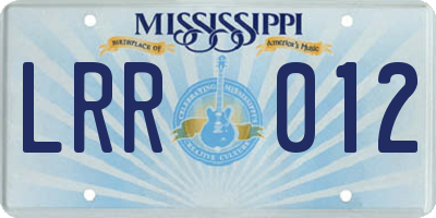 MS license plate LRR012