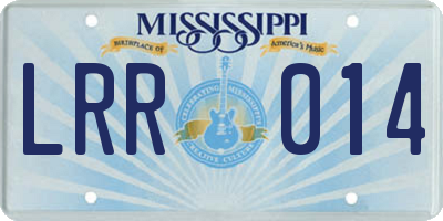 MS license plate LRR014