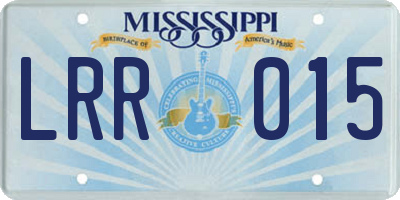 MS license plate LRR015
