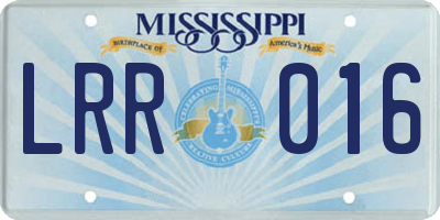 MS license plate LRR016