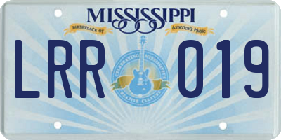 MS license plate LRR019