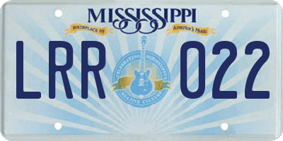 MS license plate LRR022