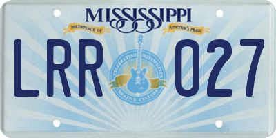 MS license plate LRR027