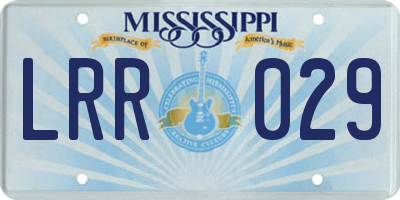 MS license plate LRR029