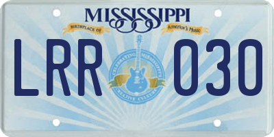 MS license plate LRR030