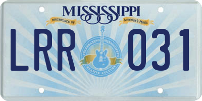 MS license plate LRR031
