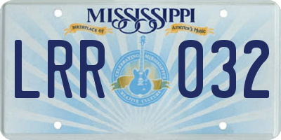 MS license plate LRR032