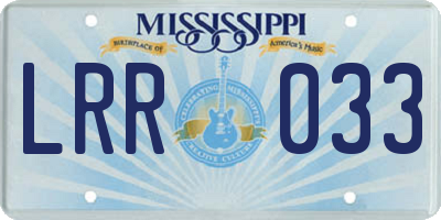MS license plate LRR033