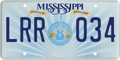 MS license plate LRR034