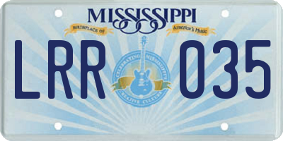 MS license plate LRR035