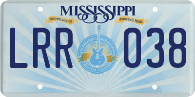 MS license plate LRR038