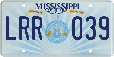 MS license plate LRR039