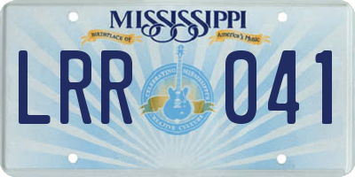 MS license plate LRR041
