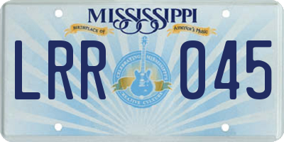 MS license plate LRR045
