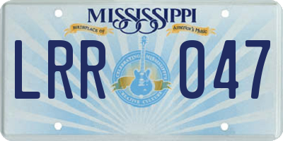 MS license plate LRR047