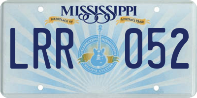 MS license plate LRR052