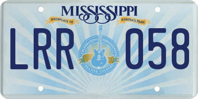MS license plate LRR058