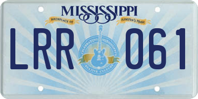MS license plate LRR061