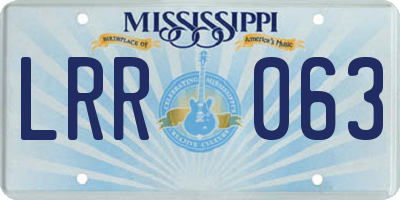 MS license plate LRR063