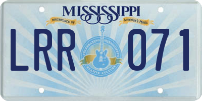 MS license plate LRR071
