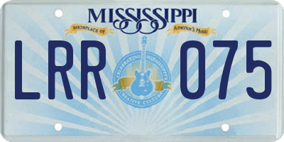 MS license plate LRR075